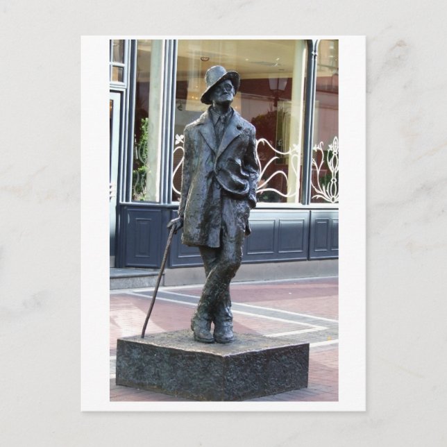 Postal James Joyce, estatua del autor irlandés, Dublín Ir (Anverso)
