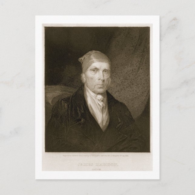 Postal James Madison, de 82 años, grabado por Thomas B. W (Anverso)