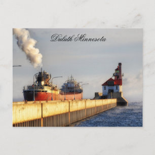 Postal James R. Barker Ship and Lighthouse, Minnesota