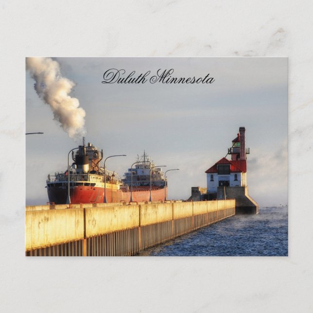 Postal James R. Barker Ship and Lighthouse, Minnesota (Anverso)