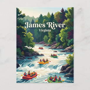Postal James River Virginia descenso de ríos en aguas bra
