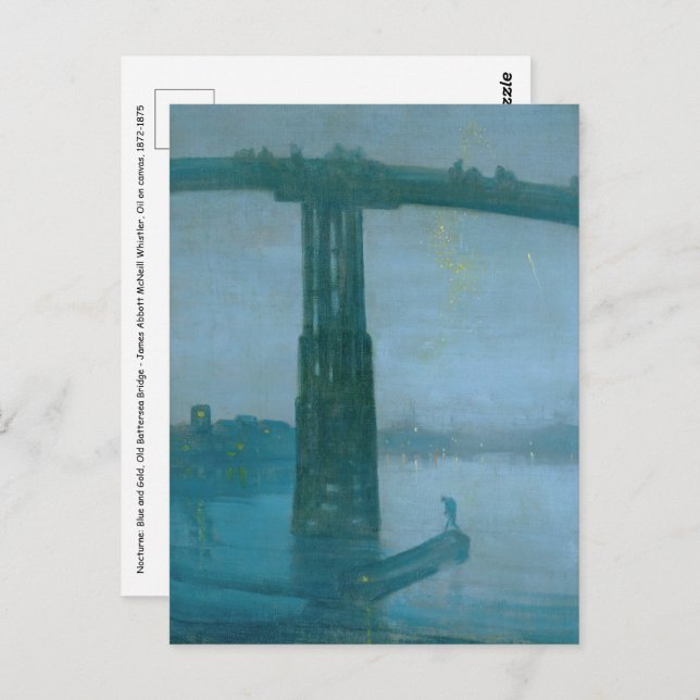 Postal James Whistler - Nocturne, viejo puente Battersea (Anverso / Reverso)