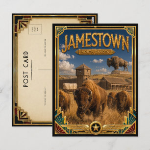 Postal Jamestown Dakota del Norte Arte Deco Vintage Edad