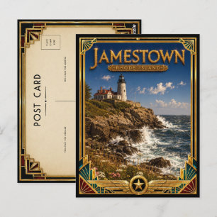 Postal Jamestown Rhode Island Arte Deco Vintage Edad Dora