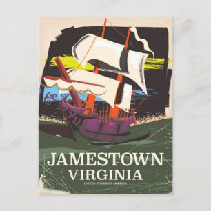 Postal Jamestown, Virginia, poster de viajes vintage