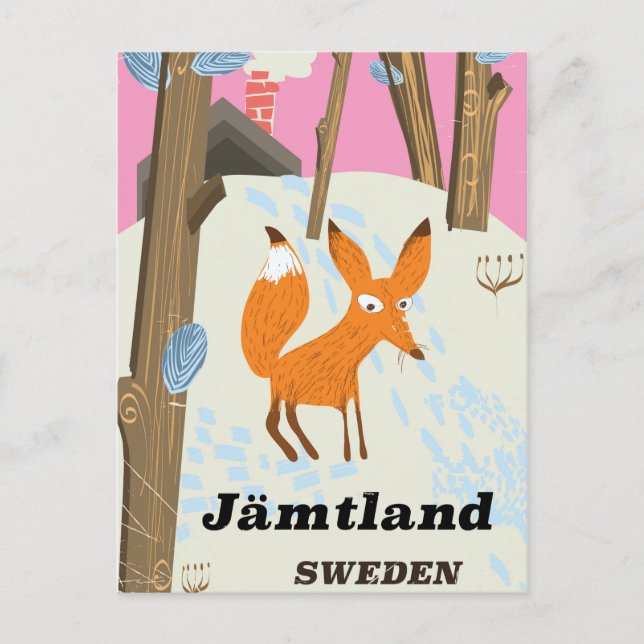 Postal Jämtland poster de viajes vintage de Suecia (Anverso)