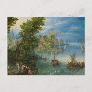 Postal Jan Brueghel, el paisaje de los Ancianos - Río