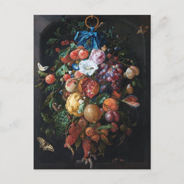 Postal Jan Davidsz de Heem, Festonia de Frutas y Flores (Anverso)