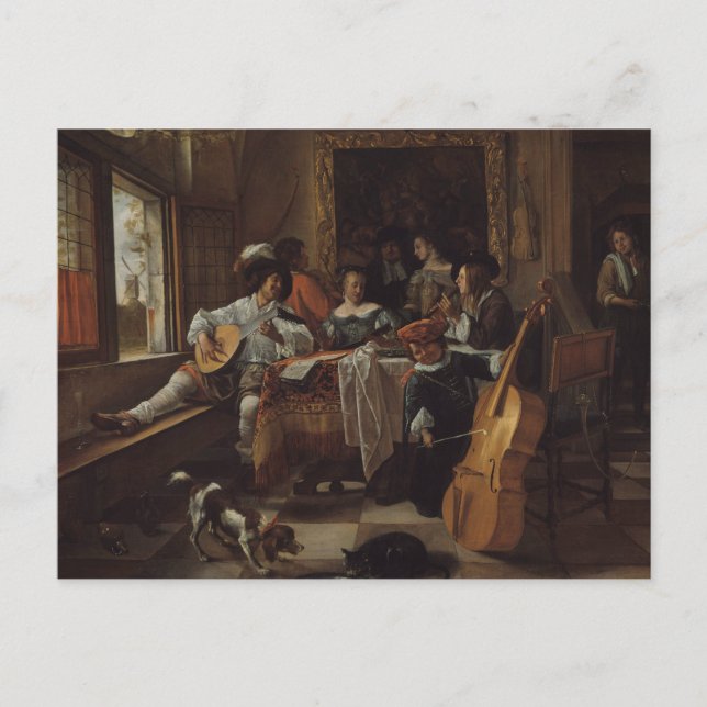 Postal Jan Steen - El Concierto Familiar (Anverso)