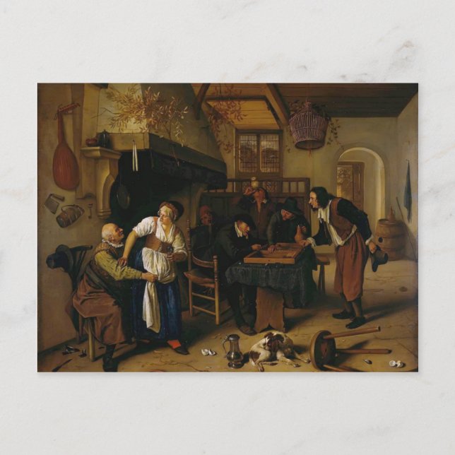 Postal Jan Steen - En la Taverna (Anverso)