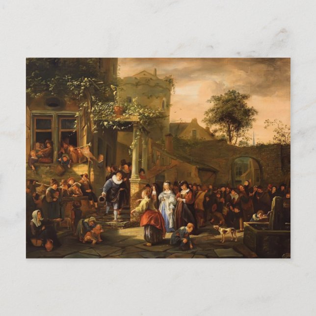 Postal Jan Steen - Un Boda de aldea (Anverso)