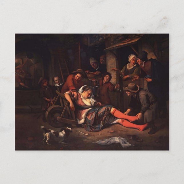 Postal Jan Steen- Wine es un burlador (Anverso)