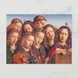 Postal Jan van Eyck Cantando ángeles Gante Altarrepieza d