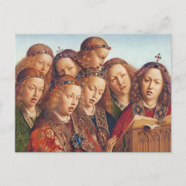 Postal Jan van Eyck Cantando ángeles Gante Altarrepieza d