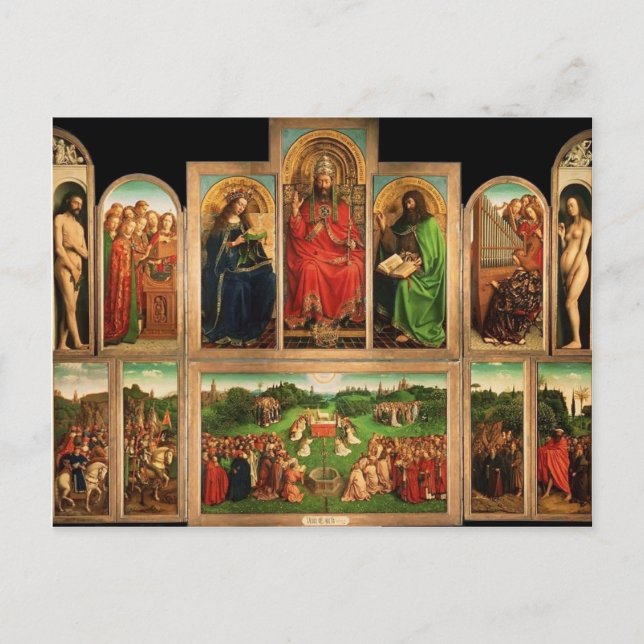 Postal Jan van Eyck - El retablo de Gante (Anverso)
