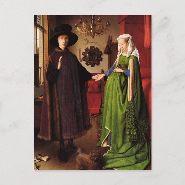 Postal Jan Van Eyck retrato de Giovannit Arnofini y su es (Anverso)