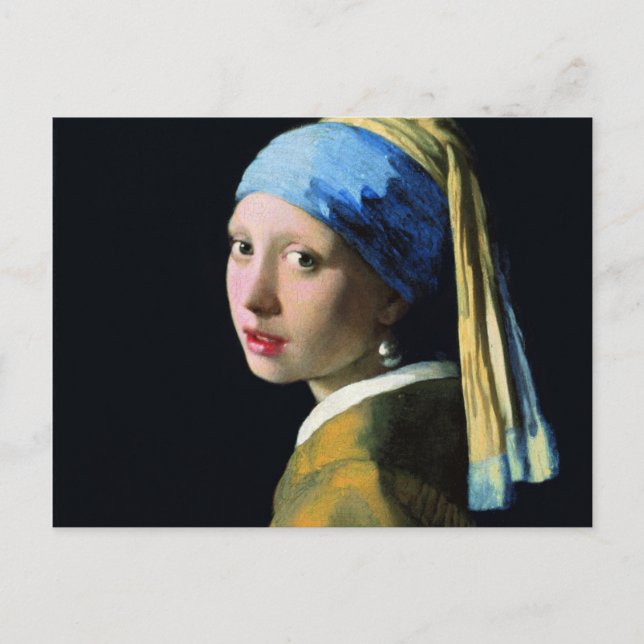 Postal Jan Vermeer Chica Con Una Perla De Arte Barroco (Anverso)