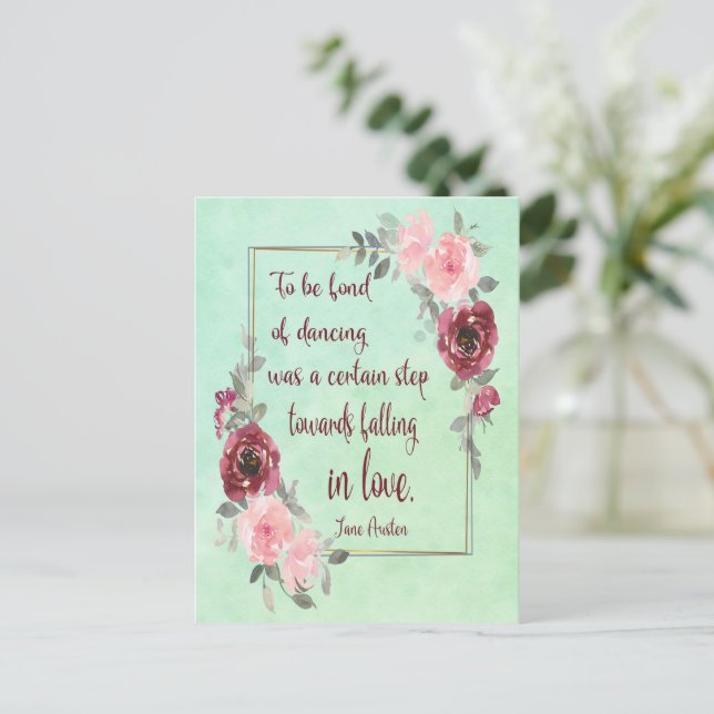Postal Jane Austen cita para ser aficionada a bailar post (Anverso de pie)