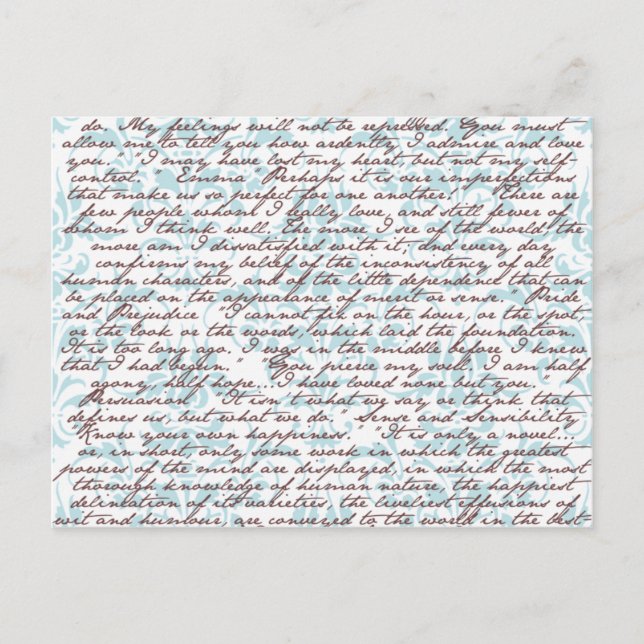 Postal Jane Austen Damask (Anverso)