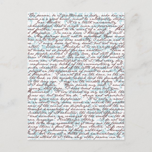 Postal Jane Austen Damask (Anverso)