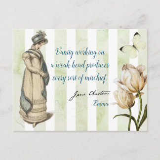 Postal Jane Austen Emma cita bonito de rayas azules vinta