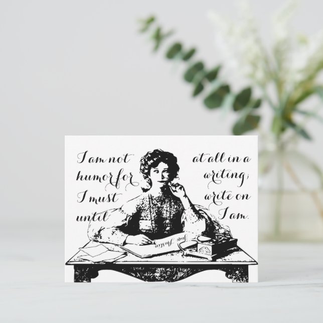 Postal Jane Austen "Escribiendo" Cita Postcard (Anverso de pie)