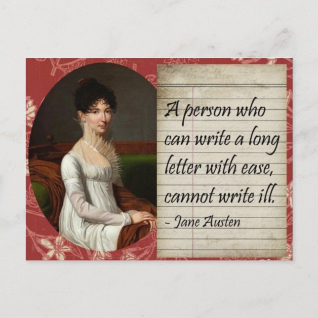 Postal Jane Austen Escribiendo Diseño Inspirado (Anverso)