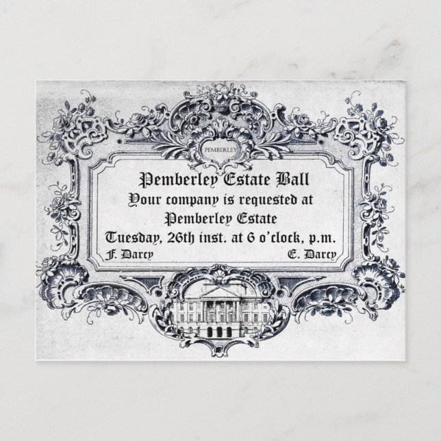 Postal Jane Austen: Pemberley Estate Ball (Anverso)