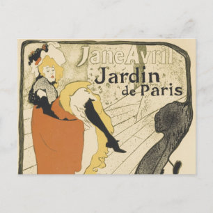 Postal Jane Avril, bailarina de Art Nouveau, de Toulouse 