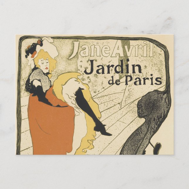 Postal Jane Avril, bailarina de Art Nouveau, de Toulouse  (Anverso)