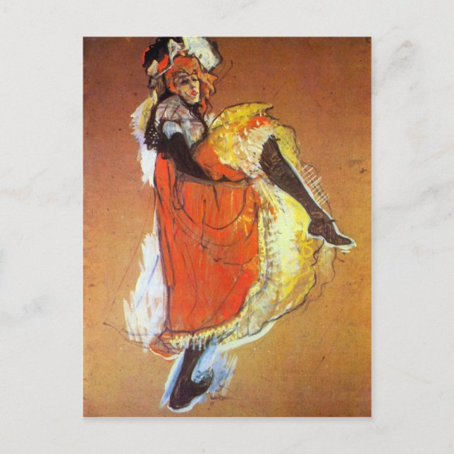 Postal Jane Avril Dancing de Toulouse-Lautrec (Anverso)