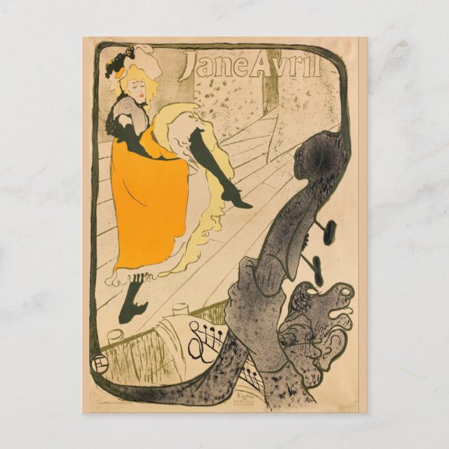 Postal Jane Avril Henri de Toulouse-Lautrec (Anverso)