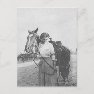 Postal Jane Bernoudi y su caballo