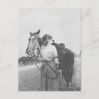 Postal Jane Bernoudi y su caballo