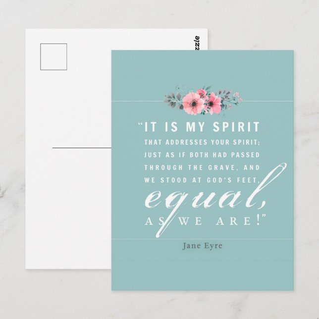 Postal Jane Eyre - Como Somos - Verde azulada (Anverso / Reverso)