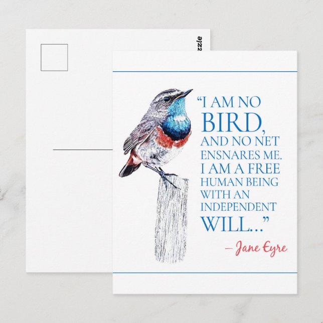 Postal Jane Eyre - No Soy Un Pájaro - Pájaro De Tracción  (Anverso / Reverso)
