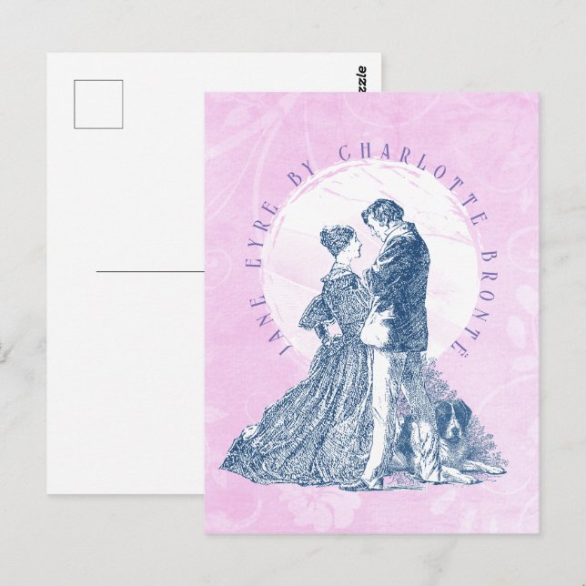 Postal Jane Eyre y Edward Rochester con Pilot Pink (Anverso / Reverso)