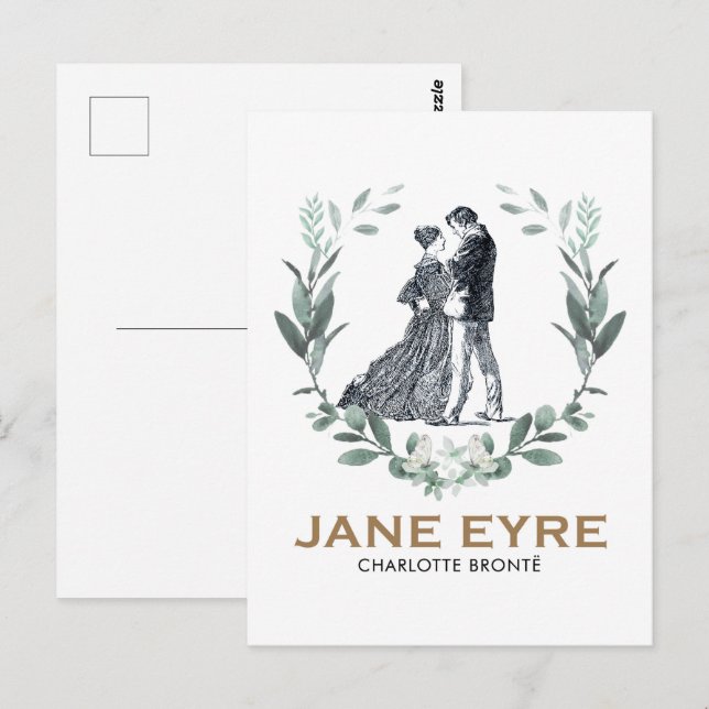 Postal Jane Eyre y Edward Rochester con Wreath (Anverso / Reverso)