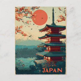 Postal Japan Mount Fuji Pagoda vintage