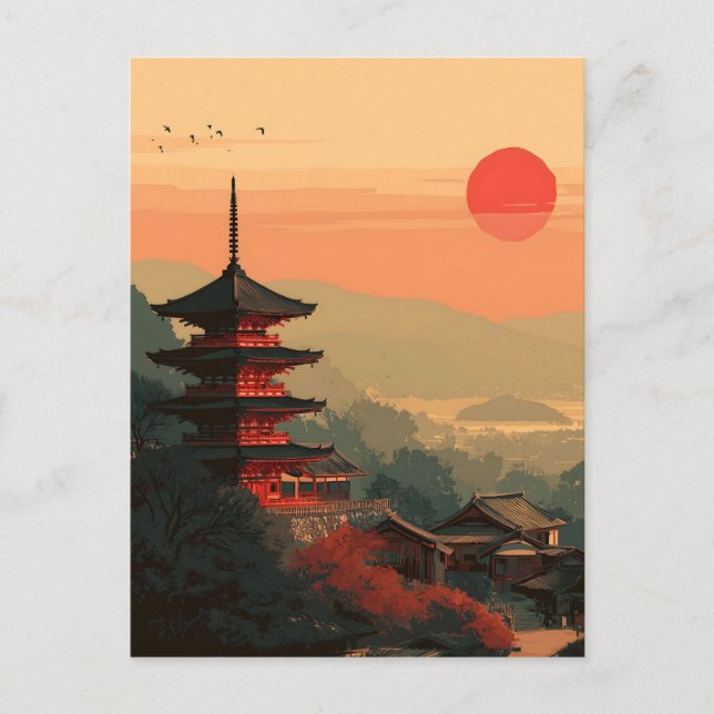 Postal Japanese Pagoda vintage (Anverso)
