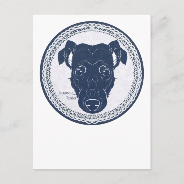 Postal Japanese terrier paper-cutting /日本テリア・切り絵 トートバッグ (Anverso)