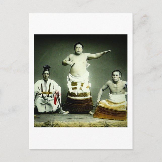 Postal Japón antiguo luchador de sumo japonés (Anverso)
