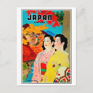 Postal Japón en primavera, geisha, viaje vintage
