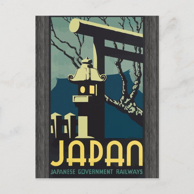 Postal Japón Ferrocarriles del gobierno japonés, vintage (Anverso)