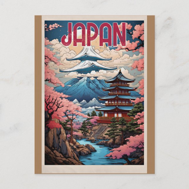 Postal Japón, flores de cerezo, (Anverso)