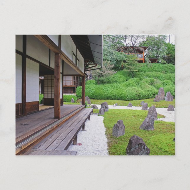 Postal Japón, Kioto. Jardín de piedra en silencio (Anverso)