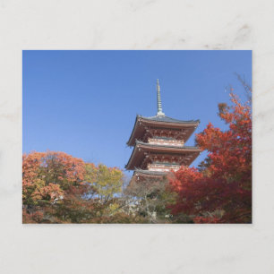 Postal Japón, Kyoto, Pagoda en color otoñal