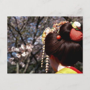 Postal Japón, Kyoto. Vista trasera primer plano de la gei