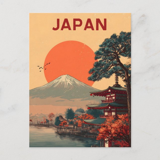 Postal Japón Monte Fuji vintage (Anverso)
