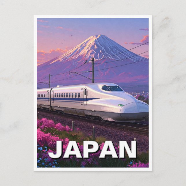 Postal Japón Shinkansen Mt Fuji Viajes (Anverso)